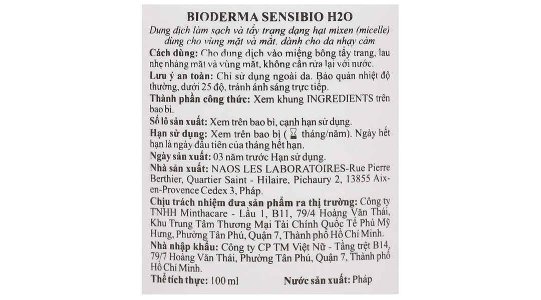 Nước tẩy trang Bioderma Sensibio H2O làm sạch sâu cho da nhạy cảm chai 500ml - 13